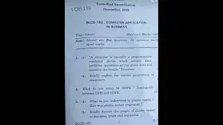 BCOS-183 Dec-2022 question paper in English