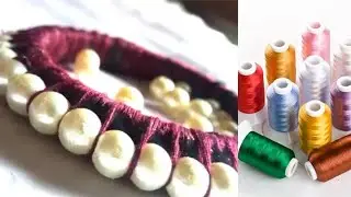 how to make designer thread fancy side bangles//how to make pearl bangles//DIY