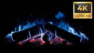 Cyber Blue Fireplace for TV Background | Futuristic 4K Ambient Fire Display #screensaver #rain