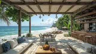 Relaxing Seaside Bossa Nova Jazz Music at a Beautiful Beach Coffee Shop for Chill Vibes