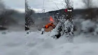 1125 metre rakımlı k&ouml;yde ev yangını