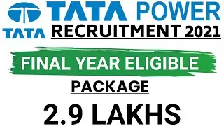 TATA Recruitment 2021 | Final Year Eligible | Package 2.9 Lakhs | Latest Job Notifications 2021
