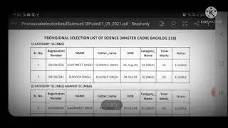 1493 Master Cadre Backlog Posts Recruitment 2021 || Provisional Selection List
