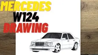 I Drew Mercedes-Benz W124 with a Pencil | Classic Car Drawing