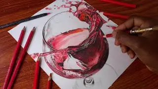 Spilled Wine Glass Drawing &ndash; Hyperrealistic Timelapse