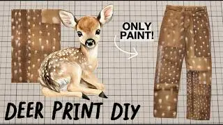 Painting the Deer Print on Jeans - DIY Fashion