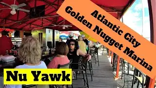🟡 Atlantic City | Golden Nugget Deck Bayfront Bar & Restaurant. Beers & appetizers at the Marina!