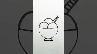 How to draw a icecream cup and ice // step by step