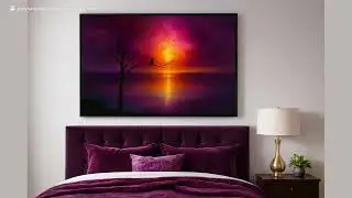 Sunset Serenity Vibrant Tree Silhouette Over Reflective Water
