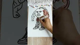 Coloring a Muscle Orange 🍊💪 | Funny Drawing for Kids #art #drawing #character #draw #colour