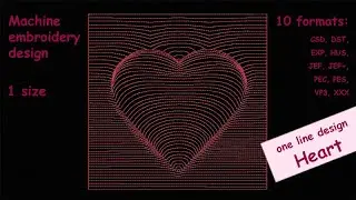 Do with me in the hoop Machine embroidery design Heart, one line design