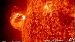 Prominence eruption with CME (farside event) 01.05.2013 (SDO)