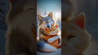 Wolf vs Cat | The Missing Mother Cat and Kitten son #cat #catlover #kitten #kittens #cute #ai #wolf