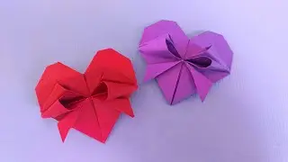 Easy Origami Heart with Bow 🎀 | Cute Origami for Beginners | Valentine Gift Idea