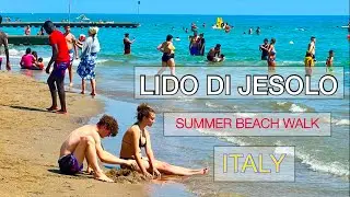Lido di Jesolo beach walk (ITALY) spiaggia, 4K 2023