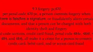 Mystery of an Empress/ Penal code 470, id theft and forgery, credit card scammers