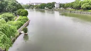Aerial footage near the Humble Administrator's Garden in Suzhou.