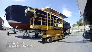 Vinyl Boat Wrap - 40ft Espresso Cruiser by Oscar Yachts in 3M Gloss Deep Blue Metalli