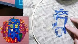 FLOSSTUBE #31 Stitch With Me / DOCTOR WHO Police Box - Autumn /cross stitch / 십자수 / 닥터후 / TARDIS