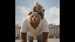 Polar Bear climb up to Ernest the Bear statue's Back 