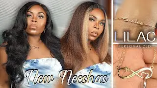 2 NEW 🔥 kinky straight synthetic NEESHA 207 & 208 wigs | 🎁BEAUTIFUL Lilac Personalized Jewelry