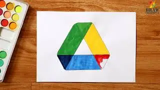 How to draw Google drive logo, GOOGLE DRIVE