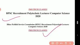BPSC Recruitment Polytechnic Lecturer Computer Science 2020