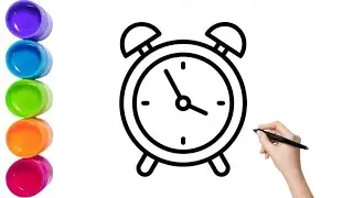 Beautiful & Easy Alarm clock Drawing Colouring Painting for kids & toddlers | How to draw |child art