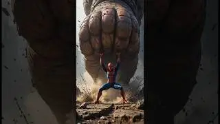 Spider-man crushed under giant's foot #marvel #ai #superhero