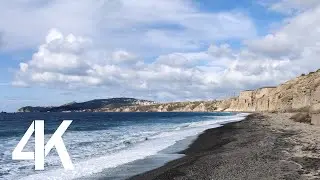 #1 Walking at Vlychada beach, in Santorini Greece - Ultra HD [4K 60] Nature Sounds of waves, rain