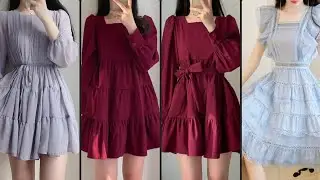 outstanding beautiful classic ruffle short frock // Skater dress designs collection  2k23 for Grils