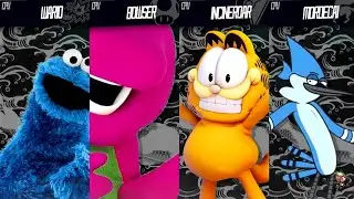 Cookie Monster Vs Garfield Vs Mordecai Vs Barney - Requested Smash Bros Battle