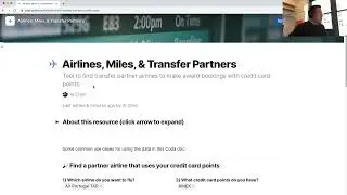 Credit card transfer partners and airline alliances Coda doc / spreadsheet