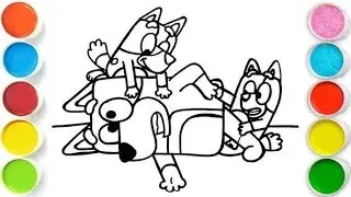 Bluey and Bingo playing dress up game Drawing, Painting & Coloring For Kids and Toddlers_ Easy Art