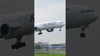 KUWAIT AIRWAYS B777-300ER landing at Manila Airport #shorts #boeing #aviation #b777 #landing #manila