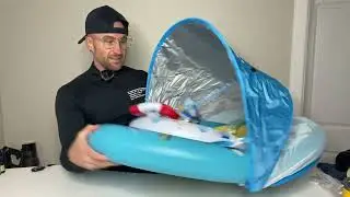 REAL TIME INFLATION Baby Inflatable Pool Float w/ Sun Protection- REVIEW