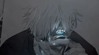 DRAWING #Gojo and making it 🌟🌟🌟🌟🌟🌟🌟 glow.#Gojo #Shorts #jujutsukaisen #blueeyedgojo