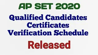AP SET 2020 Qualified Candidates Certificates Verification Schedule Released
