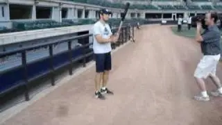 Josh Womack does a few other bat tricks before a Long Beach Armada game