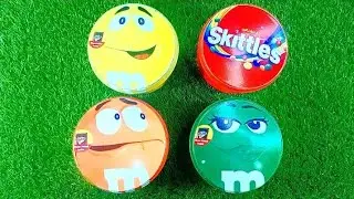 Satisfying video | unpacking 4 box Rainbow m& m,s vs maltesers containers with color candy ASMR