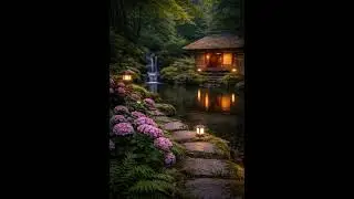 CALM WATER REFLECTIONS IN A LANTERN LIT JAPANESE GARDEN #relax #relxing #relaxing #relaxingmusic