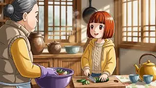 Приготовление тёплого бибимбап с бабушкой Уютный рыночный день в стиле Ghibli Cooking ASMR