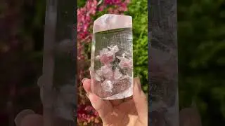 Incredible quartz with pink inclusion. Natural stones. Minerals