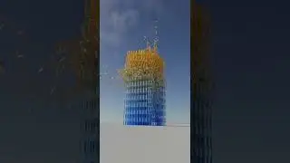 Plank Tower Destruction! #shorts #art #blender #viral #funny #simulation
