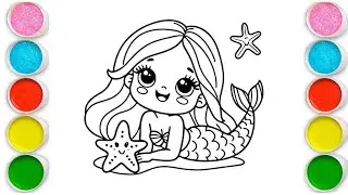 Beautiful Mermaid Drawing for kids, Painting & Coloring for kids, Toddlers | Let's Draw Together