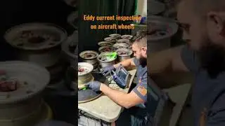 Eddy current inspection on aircraft wheels - #ndt #aviation #inspection