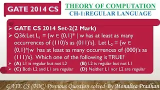 GATE CS 2014 Set-2,Q36:Let L1 ={w∈{0,1}* |w has at least as many occurrences of (110)’s as (011)’s}.