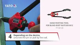 Operation of hand riveting tool for blind rivet nuts