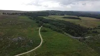 Flight over Burbage valley, including aerial view of Carl Wark hill fort.