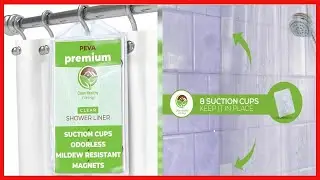 Clean Healthy Living Premium PEVA Clear Shower Curtain Liner with Magnets & Suction Cups